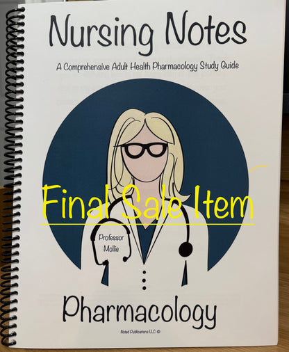 ⚠️ Final Sale Item -Pharmacology Nursing Notes (Limited Quantity due to print quality read full description)